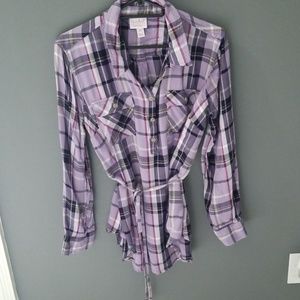 Purple plaid xs maternatity shirt